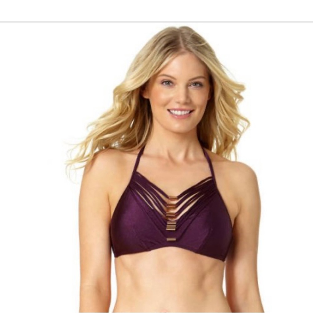 OP purple beaded boho bikini top